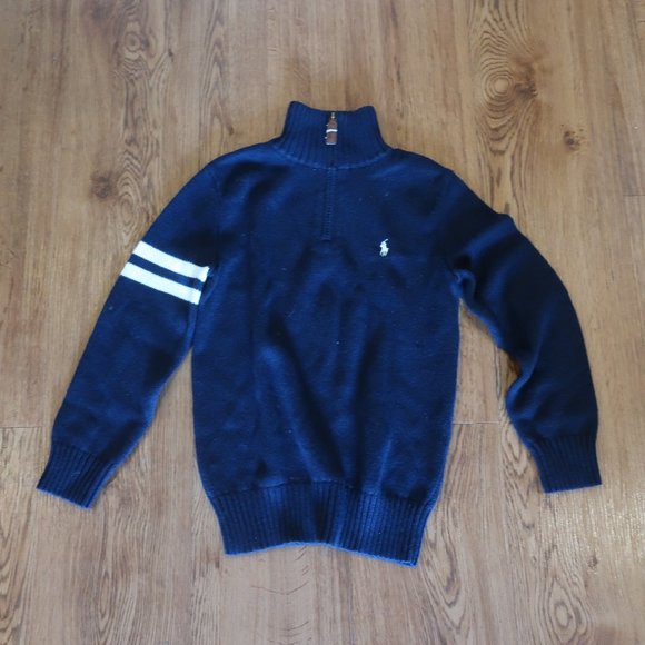 POLO RALPH LAUREN BLUE LABEL 1/4 ZIP SWEATER 7 * - Picture 2 of 9